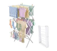 Relaxdays Folding clothes horse, 27 rails, HWD: 115 x 53.5 x 52 cm, white