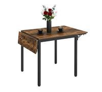 Relaxdays Folding Dining Table for 2-4 People, Space-Saving MDF & Iron, Brown/Black, 76x120x78 cm