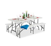 Relaxdays Folding Garden Furniture Set White
