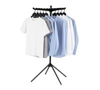 Relaxdays folding laundry drying rack, for 27 hangers, load capacity up to 15 kg, collapsible, HxD: 143x56 cm, black