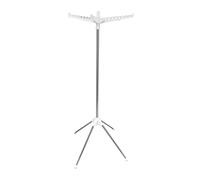 Relaxdays folding laundry rack, for 27 hangers, collapsible, 15 kg capacity, drying rack, HxD: 143x56 cm, white/silver