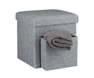 Relaxdays Folding Linen Ottoman with Compartment