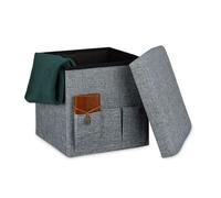 Relaxdays Folding Linen Ottoman with Pockets