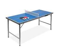 Relaxdays Folding Ping Pong Table With Net, 2 Bats, 3 Balls, HWD: 70 x 70 x 150 cm, Indoors Use, Table-Tennis Set, Blue