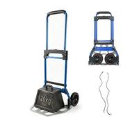 Relaxdays folding sack truck, 120 kg capacity, HxWxD 111x52x48 cm, transport trolley, telescopic handle, silver/blue