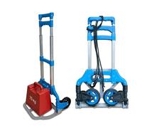 Relaxdays folding sack truck, max 70 kg, HxWxD 98x38x41 cm, removals trolley, steel telescopic handle, silver/blue