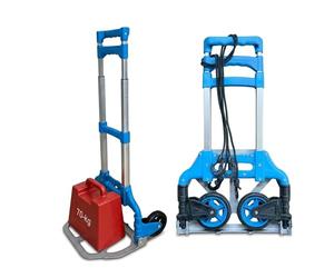 Relaxdays Folding Sack Truck, Max 70kg, Steel Telescopic Handle, Removals Trolley, Silver/Blue, 98x38x41 cm