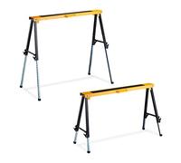 Relaxdays Folding Saw Horse Set of 2, Trestle, 250 kg Capacity, Handle, Height-Adjustable, 64-91.5cm, Black-Orange