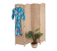 Relaxdays Folding Screen, 4-Panel, Room Divider, H x W: 170 x 160 cm, Partition Wall for Indoors, Wood, Paper, Natural, 70% 30%
