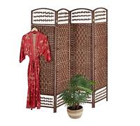 Relaxdays Folding Screen, 4-Panel, Room Divider, H x W: 180 x 180 cm, Partition Wall for Indoors, Bamboo, Paper, Brown, 60% 30% Wood 10%