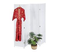 Relaxdays Folding Screen, 4-Panel, Room Divider, H x W: 180 x 180 cm, Partition Wall for Indoors, Wood, Paper, White, 70% 30%