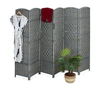 Relaxdays Folding Screen, 6-Panel, Room Divider, H x W: 170 x 241 cm, Partition Wall for Indoors, Wood, Paper, Grey, 70% 30%