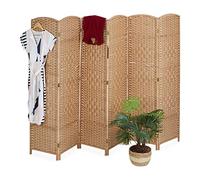 Relaxdays Folding Screen, 6-Panel, Room Divider, H x W: 170 x 241 cm, Partition Wall for Indoors, Wood, Paper, Natural, 70% 30%