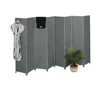 Relaxdays Folding Screen, 8-Panel, Room Divider, H x W: 170 x 320 cm, Partition Wall for Indoors, Wood, Paper, Grey, 70% 30%