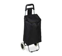 Relaxdays Folding Shopping Trolley, Removable 28 L Grocery Tote, With Wheels HWD 92.5 x 42 x 28 cm, Black, Polyester, Plastic