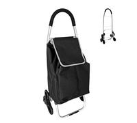 Relaxdays Folding Shopping Trolley with Cooler, Removable Bag, 45L Capacity, 35kg, Black, 101x48x38cm