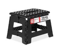 Relaxdays Folding Step Stool, Collapsible, Non-Slip, Max. Load 120 kg, Carry Handle, HxWxD: 22.5 x 32 x 25 cm, Black