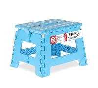 Relaxdays Folding Step Stool, Collapsible, Non-Slip, Max. Load 120 kg, Carry Handle, HxWxD: 22.5 x 32 x 25 cm, Blue