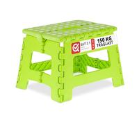 Relaxdays Folding Step Stool, Collapsible, Non-Slip, Max. Load 120 kg, Carry Handle, HxWxD: 22.5 x 32 x 25 cm, Green