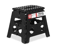 Relaxdays Folding Step Stool, Collapsible, Non-Slip, Max. Load 120 kg, Carry Handle, HxWxD: 32.5 x 37 x 30 cm, Black