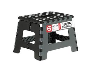Relaxdays folding stool, camping stool, children's bath stool, up to 150 kg, plastic, HWD: 22x35x28 cm, black/grey