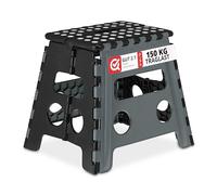 Relaxdays folding stool, camping stool, children's bath stool, up to 150 kg, plastic, HWD: 30x37x29 cm, grey/black