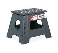 Relaxdays Folding L, Portable, Step, Kids’ Bathroom Stool for up to 120 kg, Plastic, 32.5 cm Tall, Grey, One Size