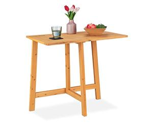 Relaxdays Folding Table, Rectangular, HxWxD: 73 x 80 x 50 cm, Balcony & Garden, Fir, Outdoor, Wall Tabletop, Wood