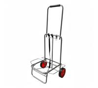 Relaxdays folding transport trolley, padded handle, 2 large rubber wheels, tension straps, up to 35 kg, compact, grey