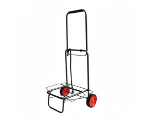 Relaxdays folding transport trolley, padded handle, 2 rubber wheels, tension straps, 35 kg, small cart, black