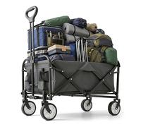 Relaxdays Folding Wagon, 100kg, Telescopic Handle, Oxford Fabric, for Shopping, Camping & Beach, Grey, 89x50x72cm