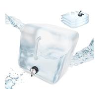 Relaxdays Folding Water Canisters, 20 litres, Set of 4, with Tap, Camping Container, BPA-Free Plastic, Transparent/Black, 32 x 27 x 27 cm