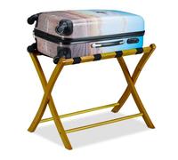 Relaxdays Wooden Luggage Rack, Foldable Suitcase Storage Stand for Travellers, HxWxD: 52.5 x 66.5 x 48 cm, Natural Brown, HWD: 52.5x66.5x48 cm