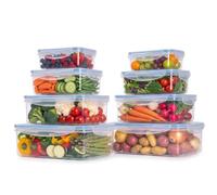 Relaxdays food container with lid, 8-piece set, airtight & transparent