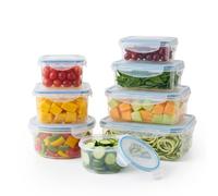 Relaxdays food storage containers, 8-piece set, airtight, transparent