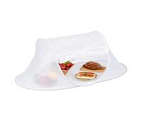Relaxdays Food Tent Cover, Collapsible Pop-Up Picnic Dome for Fruit, Cakes, HWD: 40 x 110 x 58 cm, Fly Protection, White, 41 x 110 x 58 cm