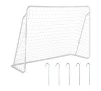 Relaxdays Football Goal, Garden Play Equipment, Kids & Adults, HWD 153 x 217 x 75 cm, Metal, Soccer Goalposts, White, Steel