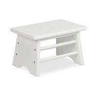 Relaxdays Footstool Bamboo, up to 100 kg, Stable Step Stool, HxWxD: 20 x 33 x 21.5 cm, Children's Bathroom Stand, White