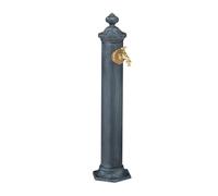 Relaxdays Standing Fountain Antique, HWD: 84 x 21.5 x 25, Water Tap Garden, Terrace, Ornamental, Dark Grey, Cast iron, 84 x 21.5 x 25 cm