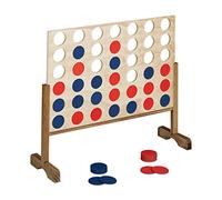 Relaxdays Four in a Row, Classic Game, XXL, Giant Set, Outdoor Fun, Garden, Family, HxWxD 72 x 82.5 x 36 cm, Natural, Wood, 72 x 82.5 x 26 cm