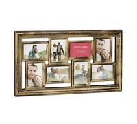 Relaxdays Frame, Collage 8 Photos, 10 x 15 cm, Total Dimensions H x W 39.5 x 68 cm, Gold