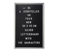 Relaxdays Framed, Includes Letters, Numbers & Special Characters, XL Message Board, 30x45 cm, Silver, Wood, 44.5 x 29.5 x 1.8 cm