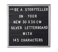 Relaxdays Framed, Incl. 145 Letters, Numbers & Special Characters, Message Board, 30x30 cm, Silver