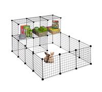 Relaxdays Free Range Enclosure for Small Pets, HWD: 72 x 145 x 110 cm, Plug-in System, Extendable, Transparent, White