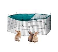 Relaxdays Free Range Pen with Netting, Outdoor Enclosure for Bunnies and Rodents, With Sun Protection, Ø 110 cm, Green