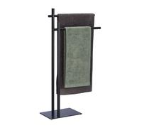 Relaxdays Free Towel Holder, HxWxD: 87.5 x 51 x 20 cm, 2 Rails, Drying Stand in Industrial Style, Steel, Black