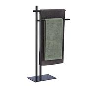 Relaxdays Free Towel Holder, HxWxD: 87.5 x 51 x 20 cm, 2 Rails, Drying Stand in Industrial Style, Steel, Black
