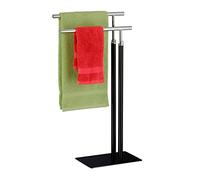 Relaxdays Free-Standing Towel Rack, 100% steel, Black/Silver, 78 x 44 x 20 cm
