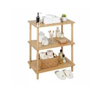 Relaxdays Freestanding 3-Tier Shelf, MDF & Bamboo, HxWxD: 79x60x40 cm, Natural for Bathroom, Living Room, Kitchen