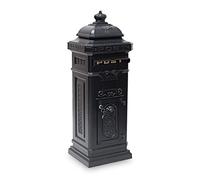 Relaxdays Freestanding Antique Mailbox, 101 x 34.5 x 31 cm, Nostalgic Post Box, Aluminium, British Design, Black